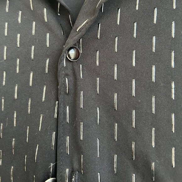 YMLA Vintage Black 90s Y2K Club Polyester Short Slv Mens Club Punk Disco M - Picture 4 of 8